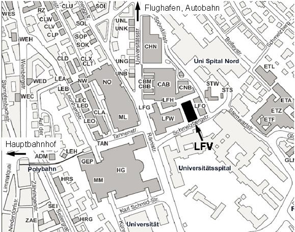 Vergrösserte Ansicht: Anfahrtskarte zum Gebäude LFV